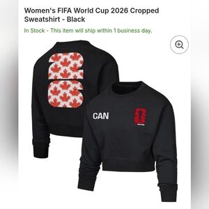 New FIFA World Cup 2026 Soccer Black Cropped Canada 🍁 Sweatshirt Medium